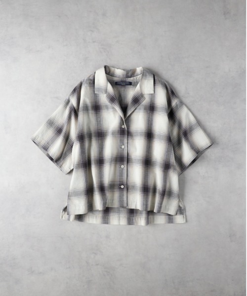 Right-on（ライトオン）の「【HONEYSUCKLE ROSE】チェック開襟半袖シャツ（シャツ/ブラウス・レディース・オフホワイト/ベージュ/ブルー・L/M）」の14枚目の写真