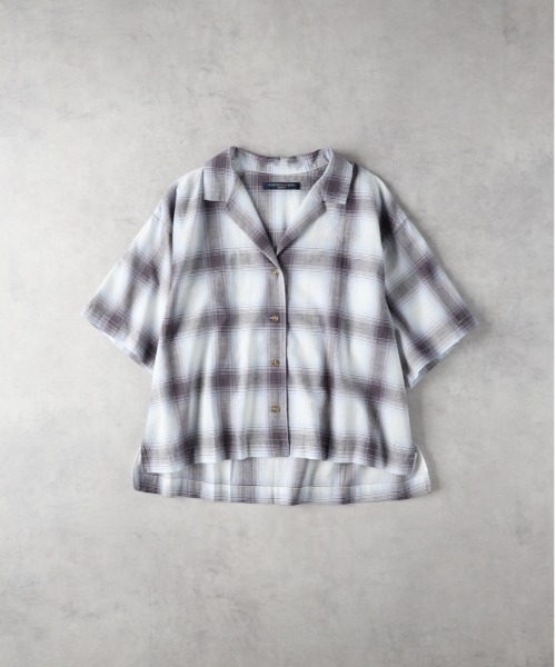 Right-on（ライトオン）の「【HONEYSUCKLE ROSE】チェック開襟半袖シャツ（シャツ/ブラウス・レディース・オフホワイト/ベージュ/ブルー・L/M）」の15枚目の写真