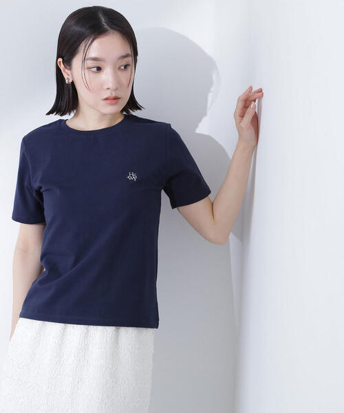 NATURAL BEAUTY BASIC(ナチュラルビューティーベーシック)の「◇ワンポイントコンパクトTシャツ(Tシャツ/カットソー・レディース・オフホワイト/ブルー/ネイビー・FREE)」の14枚目の写真
