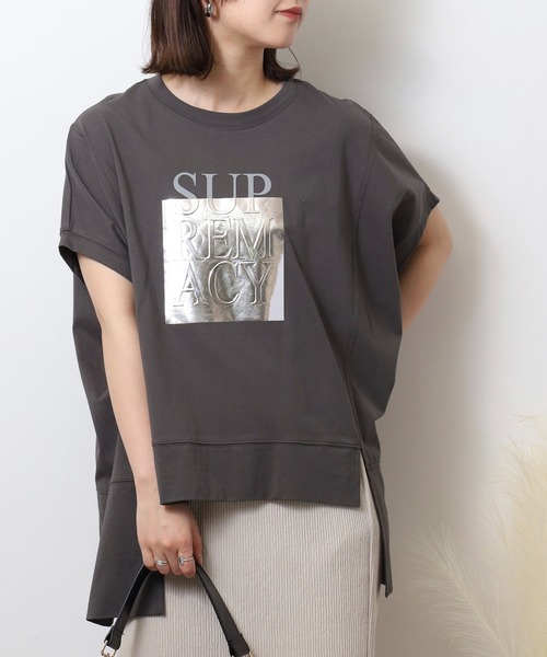 tシャツ A.N.L 箔プリントオーバーサイズ半袖Tシャツ レディース セール】A.N.L 箔プリントオーバーサイズ半袖Tシャツ（Tシャツ