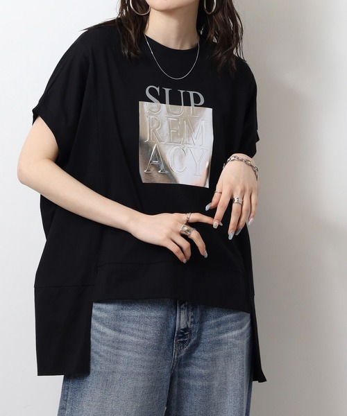 tシャツ A.N.L 箔プリントオーバーサイズ半袖Tシャツ レディース セール】A.N.L 箔プリントオーバーサイズ半袖Tシャツ（Tシャツ