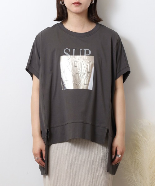 A.N.L(エーエヌエル レーベル)の「A.N.L 箔プリントオーバーサイズ半袖Tシャツ(Tシャツ/カットソー・レディース・ブラック/オフホワイト/チャコールグレー・38)」の19枚目の写真