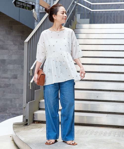 Simplicite（サンプリシテ）の「【WEB限定】手洗い可 / バックリボンフラワー刺繍ブラウス（シャツ/ブラウス・レディース・ホワイト/ブラウン・FREE）」の11枚目の写真