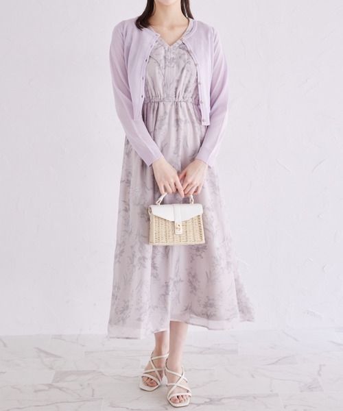 tocco closet(トッコ クローゼット)の「リボンメタル釦シアーカーディガン(カーディガン/ボレロ・レディース・オフホワイト/ブラック/ラベンダー・M)」の14枚目の写真