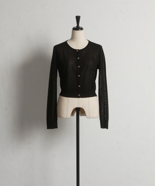 tocco closet(トッコ クローゼット)の「リボンメタル釦シアーカーディガン(カーディガン/ボレロ・レディース・オフホワイト/ブラック/ラベンダー・M)」の22枚目の写真
