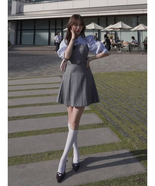 dazzlin ダズリン レイヤードシャツミニワンピース チャコールグレー ダズリン dazzlin レイヤードシャツミニワンピース