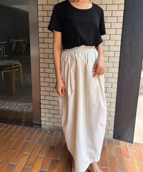 LOWO(ロワ)の「綿混コンパクトシンプルTシャツ カットソー(Tシャツ/カットソー・レディース・ブラック/ホワイト・FREE)」の8枚目の写真