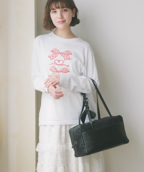 ROOPTOKYO(ループトウキョウ)の「トレンドライクなリボンデザイン。ハート&チェックリボン/ ロンT / バレエコア(Tシャツ/カットソー・レディース・ホワイト×レッド/ホワイト×グレー・FREE)」の20枚目の写真