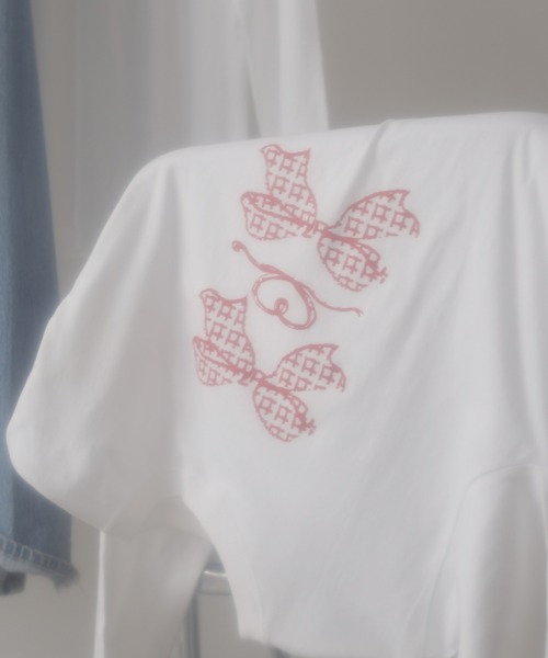 ROOPTOKYO(ループトウキョウ)の「トレンドライクなリボンデザイン。ハート&チェックリボン/ ロンT / バレエコア(Tシャツ/カットソー・レディース・ホワイト×レッド/ホワイト×グレー・FREE)」の18枚目の写真
