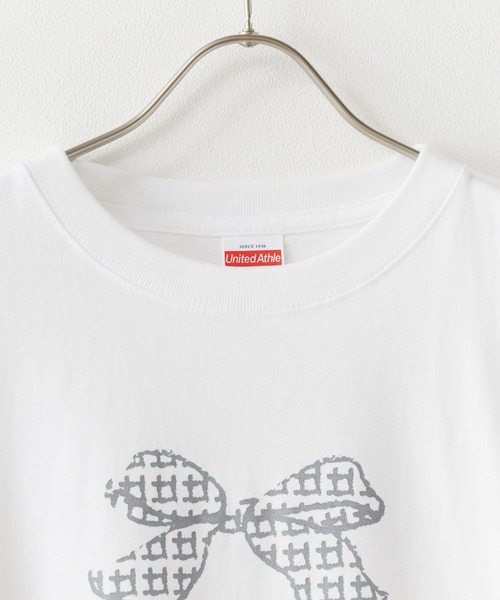 ROOPTOKYO(ループトウキョウ)の「トレンドライクなリボンデザイン。ハート&チェックリボン/ ロンT / バレエコア(Tシャツ/カットソー・レディース・ホワイト×レッド/ホワイト×グレー・FREE)」の7枚目の写真