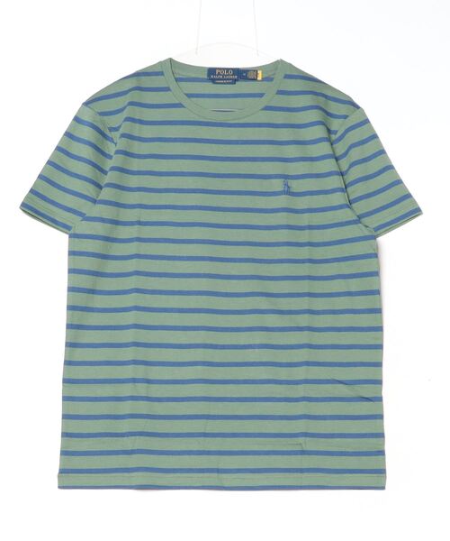 POLO RALPH LAUREN(ポロ ラルフ ローレン)の「カスタム スリム フィット ストライプド ジャージー Tシャツ(Tシャツ/カットソー・メンズ・グリーン・M/S/XS/XL/L)」の6枚目の写真