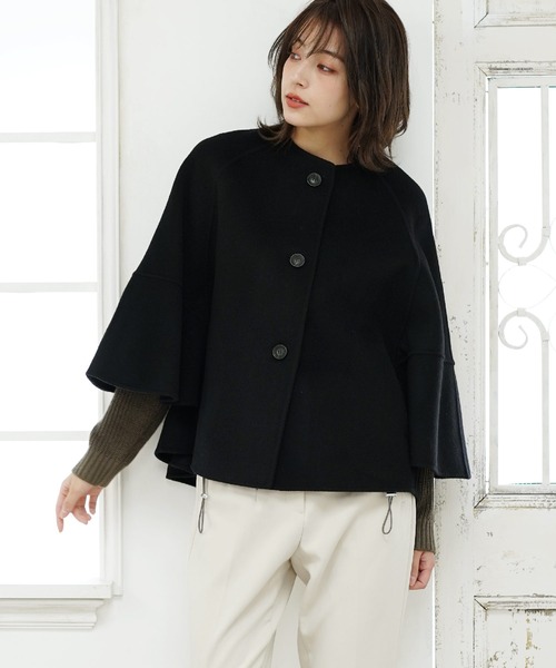 Filomo ケープコート ウールシルク Filomo [5%offクーポン]ケープ コート ウール シルク 手縫い