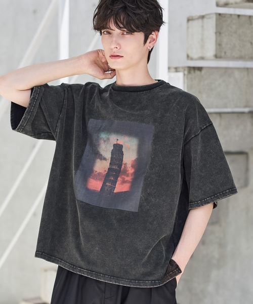 セール】ヴィンテージ加工ピグメントグラフィックTシャツ（Tシャツ