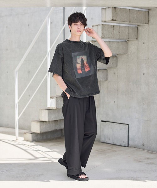 ETELIO(エテリオ)の「ヴィンテージ加工ピグメントグラフィックTシャツ(Tシャツ/カットソー・メンズ・ブラック/グレー系2/ブラック系2/グレー・S/M/L/XL)」の7枚目の写真