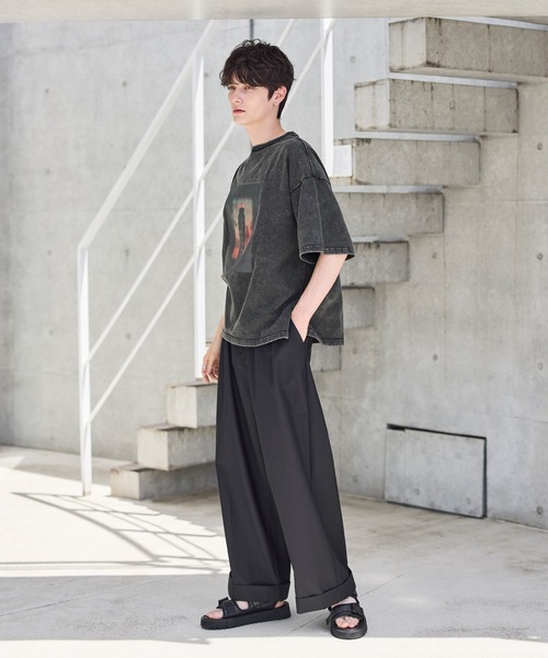 ETELIO(エテリオ)の「ヴィンテージ加工ピグメントグラフィックTシャツ(Tシャツ/カットソー・メンズ・ブラック/グレー系2/ブラック系2/グレー・S/M/L/XL)」の8枚目の写真