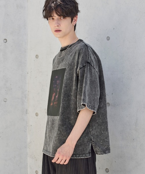 ETELIO(エテリオ)の「ヴィンテージ加工ピグメントグラフィックTシャツ(Tシャツ/カットソー・メンズ・ブラック/グレー系2/ブラック系2/グレー・S/M/L/XL)」の14枚目の写真