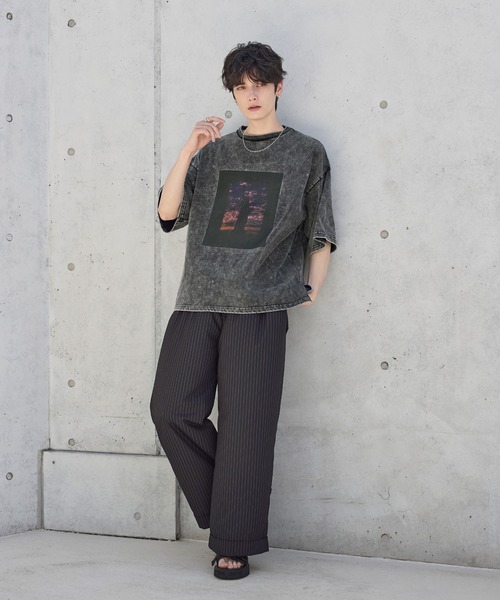 ETELIO(エテリオ)の「ヴィンテージ加工ピグメントグラフィックTシャツ(Tシャツ/カットソー・メンズ・ブラック/グレー系2/ブラック系2/グレー・S/M/L/XL)」の15枚目の写真