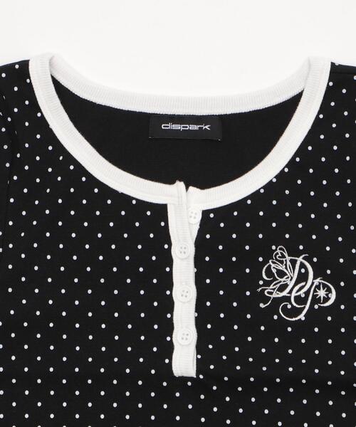 dispark(ディスパーク)の「DISPARK/ヘンリーネックドッド刺繍ロゴT(Tシャツ/カットソー・レディース・ホワイト/ブラック・FREE)」の4枚目の写真