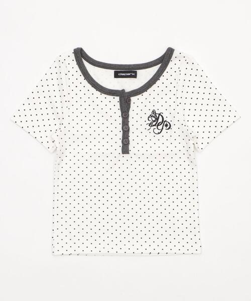 dispark(ディスパーク)の「DISPARK/ヘンリーネックドッド刺繍ロゴT(Tシャツ/カットソー・レディース・ホワイト/ブラック・FREE)」の18枚目の写真