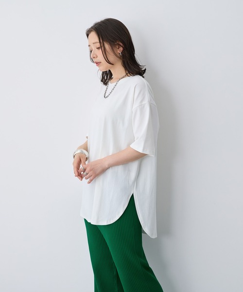 anyfee(エニフィー)の「【anyfee/プラスサイズ】接触冷感・裾ラウンドチュニックTシャツ(Tシャツ/カットソー・レディース・ホワイト/ブラック/チャコール・LL/3L/4L/5L)」の9枚目の写真