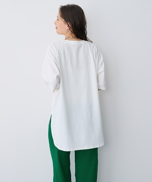 anyfee(エニフィー)の「【anyfee/プラスサイズ】接触冷感・裾ラウンドチュニックTシャツ(Tシャツ/カットソー・レディース・ホワイト/ブラック/チャコール・LL/3L/4L/5L)」の12枚目の写真