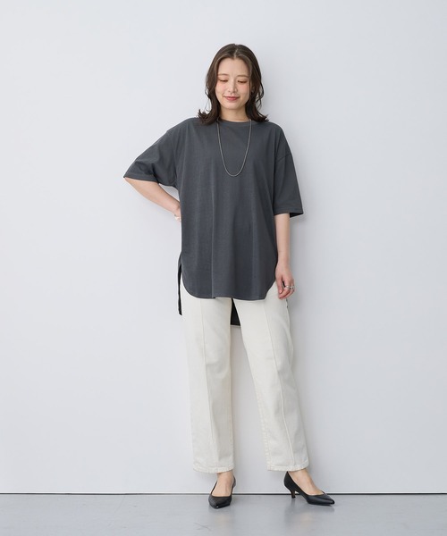 anyfee(エニフィー)の「【anyfee/プラスサイズ】接触冷感・裾ラウンドチュニックTシャツ(Tシャツ/カットソー・レディース・ホワイト/ブラック/チャコール・LL/3L/4L/5L)」の14枚目の写真