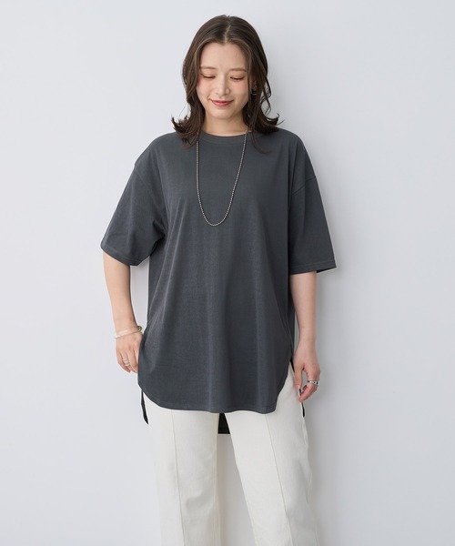 anyfee(エニフィー)の「【anyfee/プラスサイズ】接触冷感・裾ラウンドチュニックTシャツ(Tシャツ/カットソー・レディース・ホワイト/ブラック/チャコール・LL/3L/4L/5L)」の20枚目の写真