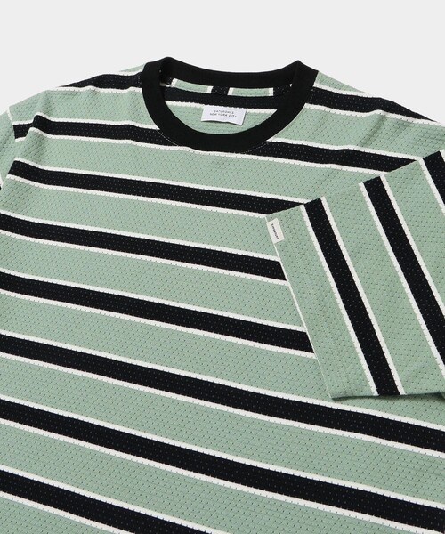 Saturdays NYC（サタデーズ ニューヨークシティ ）の「Mesh Border Stripe SS Tee（Tシャツ/カットソー・メンズ・パープル/ライトグリーン・L/M/XL/S）」の15枚目の写真