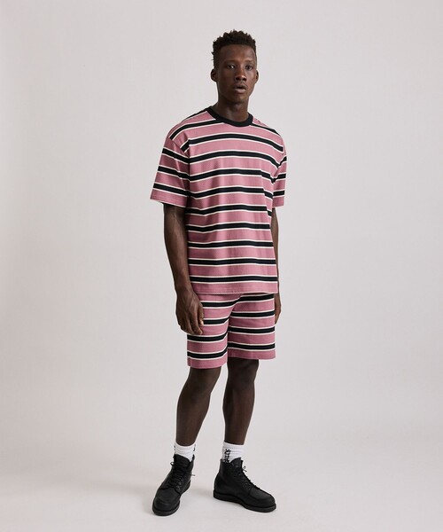 Saturdays NYC（サタデーズ ニューヨークシティ ）の「Mesh Border Stripe SS Tee（Tシャツ/カットソー・メンズ・パープル/ライトグリーン・L/M/XL/S）」の7枚目の写真