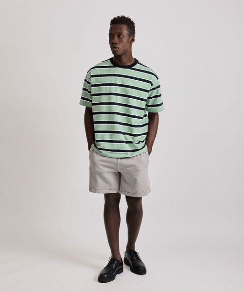 Saturdays NYC（サタデーズ ニューヨークシティ ）の「Mesh Border Stripe SS Tee（Tシャツ/カットソー・メンズ・パープル/ライトグリーン・L/M/XL/S）」の3枚目の写真