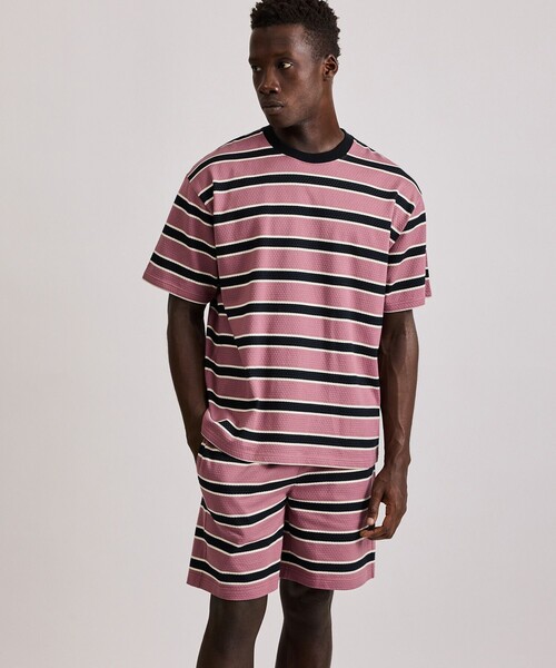 Saturdays NYC（サタデーズ ニューヨークシティ ）の「Mesh Border Stripe SS Tee（Tシャツ/カットソー・メンズ・パープル/ライトグリーン・L/M/XL/S）」の10枚目の写真