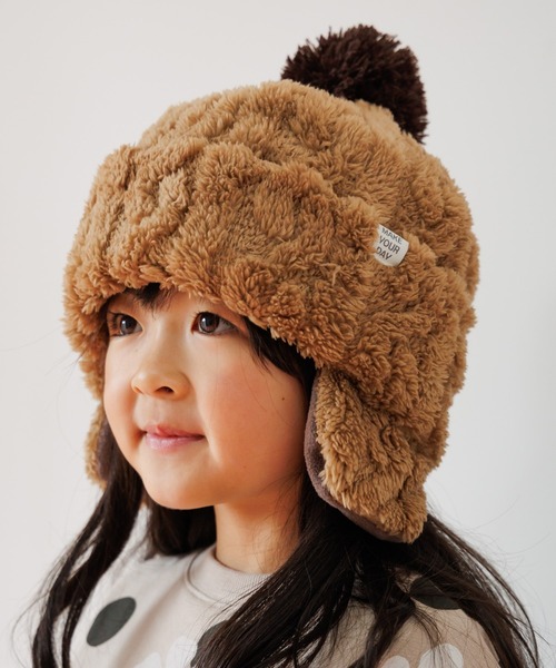 MAKE YOUR DAY(メイクユアデイ)の「ボアワッチキャップ(キャップ・キッズ・アイボリー/ブラック/レッド/ピンク/ブラウン・L/M/S/XS)」の1枚目の写真