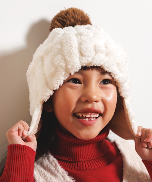 MAKE YOUR DAY(メイクユアデイ)の「ボアワッチキャップ(キャップ・キッズ・アイボリー/ブラック/レッド/ピンク/ブラウン・L/M/S/XS)」の7枚目の写真