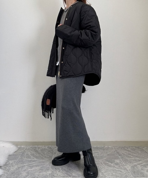 eM（エム）の「【サイズ展開あり】キルティングノーカラーハーフコート（ノーカラーコート・レディース・ブラック/ネイビー・L/M/LL）」の16枚目の写真