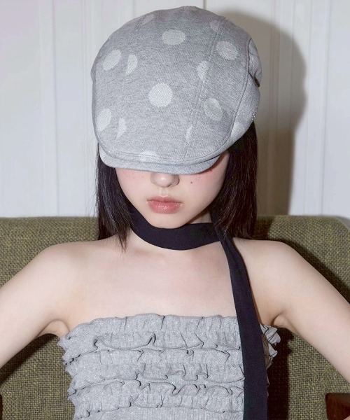 FANCY CLUB(ファンシークラブ)の「【FANCY CLUB】Angel Dot Hunting Cap / 【ファンシークラブ】エンジェルドットハンチング帽子(ハンチング/ベレー帽・レディース・ネイビー/グレー・ONE SIZE)」の1枚目の写真