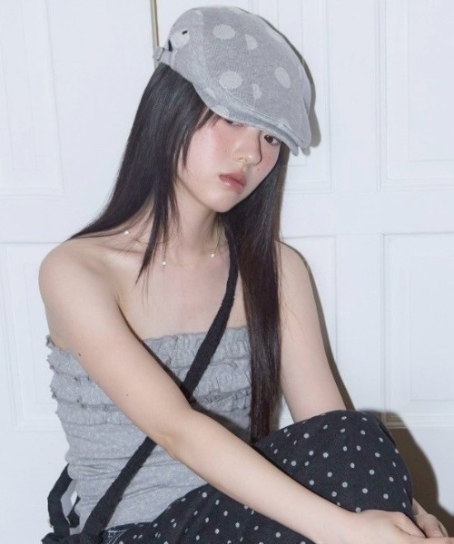 FANCY CLUB(ファンシークラブ)の「【FANCY CLUB】Angel Dot Hunting Cap / 【ファンシークラブ】エンジェルドットハンチング帽子(ハンチング/ベレー帽・レディース・ネイビー/グレー・ONE SIZE)」の9枚目の写真