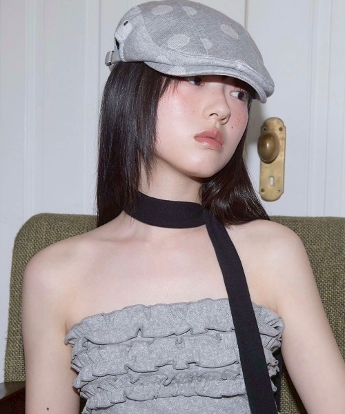 FANCY CLUB(ファンシークラブ)の「【FANCY CLUB】Angel Dot Hunting Cap / 【ファンシークラブ】エンジェルドットハンチング帽子(ハンチング/ベレー帽・レディース・ネイビー/グレー・ONE SIZE)」の7枚目の写真