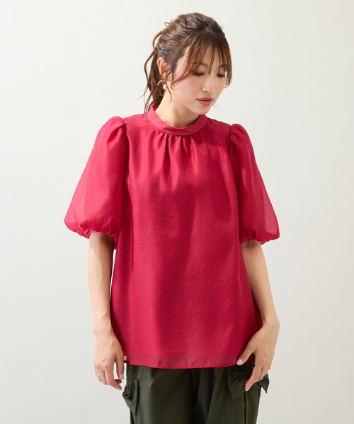 Rose Tiara(ローズティアラ)の「【手洗いOK】バルーン袖ブラウス(シャツ/ブラウス・レディース・イエロー/レッド/ブラック/ピンク・46/38/42)」の4枚目の写真