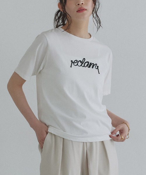 ECLAM(クラム)の「コード刺繍ロゴTシャツ(Tシャツ/カットソー・レディース・グレー系その他/ホワイト×ブラック・M)」の15枚目の写真
