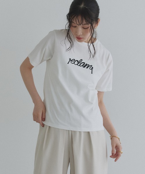 ECLAM(クラム)の「コード刺繍ロゴTシャツ(Tシャツ/カットソー・レディース・グレー系その他/ホワイト×ブラック・M)」の16枚目の写真
