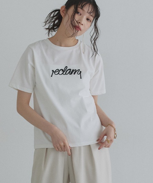 ECLAM(クラム)の「コード刺繍ロゴTシャツ(Tシャツ/カットソー・レディース・グレー系その他/ホワイト×ブラック・M)」の17枚目の写真