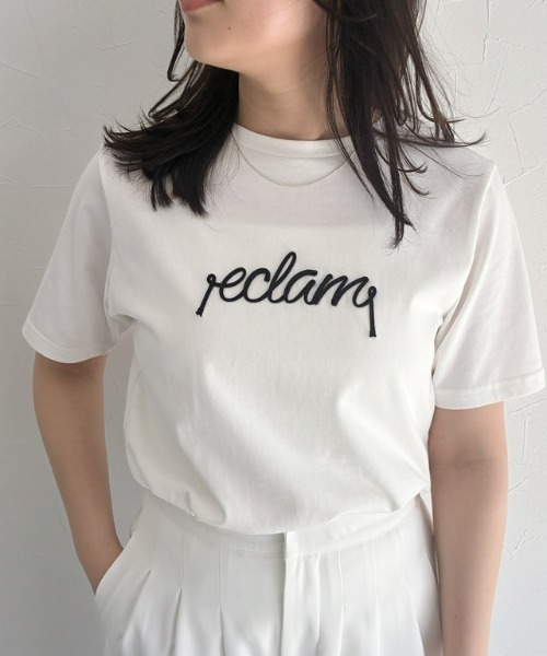 ECLAM(クラム)の「コード刺繍ロゴTシャツ(Tシャツ/カットソー・レディース・グレー系その他/ホワイト×ブラック・M)」の13枚目の写真