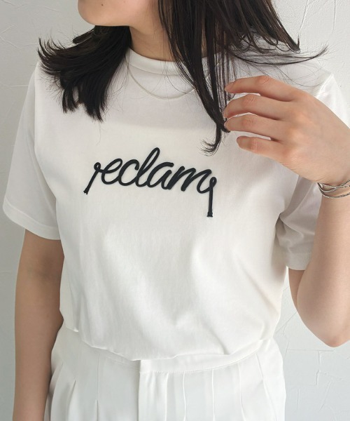 ECLAM(クラム)の「コード刺繍ロゴTシャツ(Tシャツ/カットソー・レディース・グレー系その他/ホワイト×ブラック・M)」の14枚目の写真