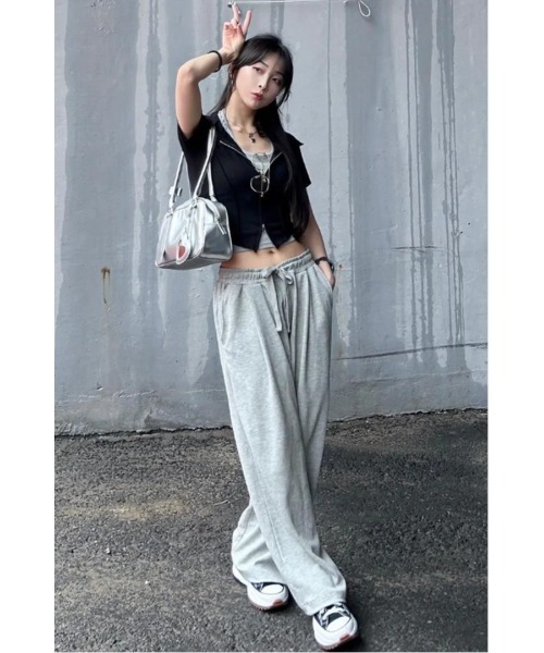 Vini（ヴィニ）の「【Vini】ワンタッチワイドスウェットパンツ（スウェットパンツ・レディース・グレー×ホワイト/ブラック/グレー系その他・X-LARGE/LARGE/MEDIUM/SMALL）」の3枚目の写真