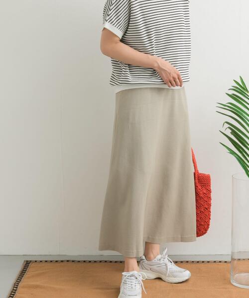 URBAN RESEARCH DOORS(アーバンリサーチドアーズ)の「麻混レーヨンフレアスカート(スカート・レディース・ベージュ/ブラック/ボルドー・MEDIUM)」の3枚目の写真