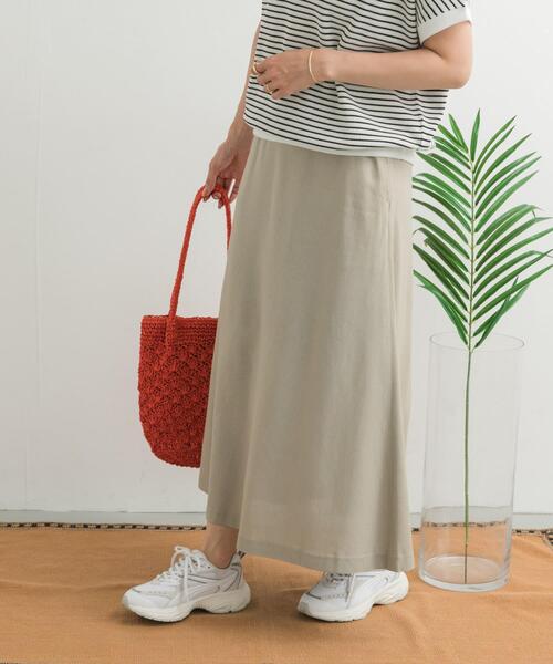 URBAN RESEARCH DOORS(アーバンリサーチドアーズ)の「麻混レーヨンフレアスカート(スカート・レディース・ベージュ/ブラック/ボルドー・MEDIUM)」の5枚目の写真