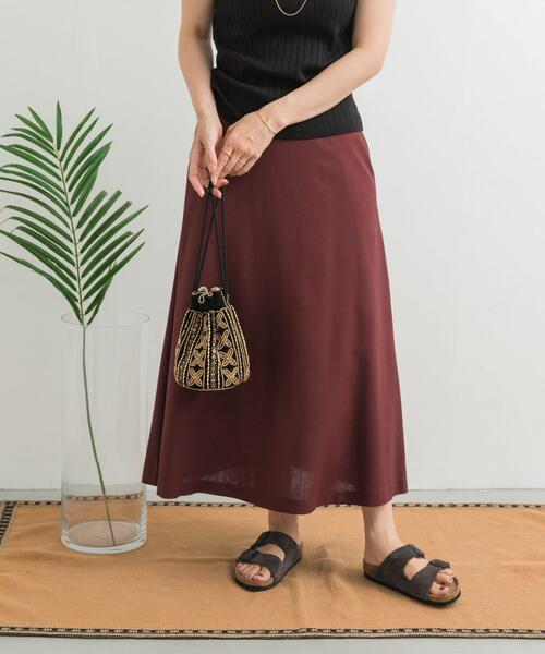 URBAN RESEARCH DOORS(アーバンリサーチドアーズ)の「麻混レーヨンフレアスカート(スカート・レディース・ベージュ/ブラック/ボルドー・MEDIUM)」の18枚目の写真