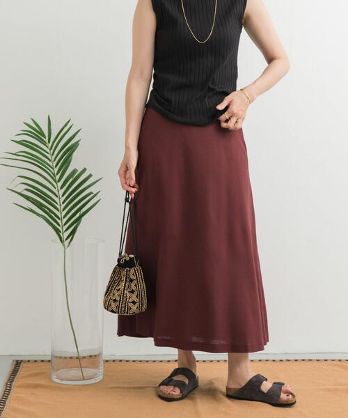 URBAN RESEARCH DOORS(アーバンリサーチドアーズ)の「麻混レーヨンフレアスカート(スカート・レディース・ベージュ/ブラック/ボルドー・MEDIUM)」の19枚目の写真