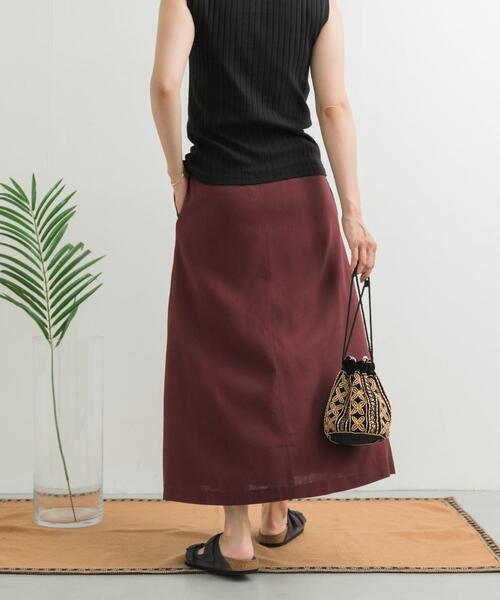 URBAN RESEARCH DOORS(アーバンリサーチドアーズ)の「麻混レーヨンフレアスカート(スカート・レディース・ベージュ/ブラック/ボルドー・MEDIUM)」の22枚目の写真