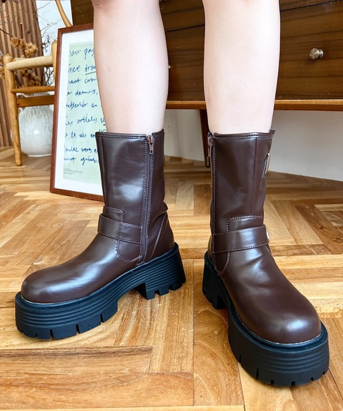 セール】ダブルベルトバイカーブーツ（ブーツ）｜moment+（モーメント